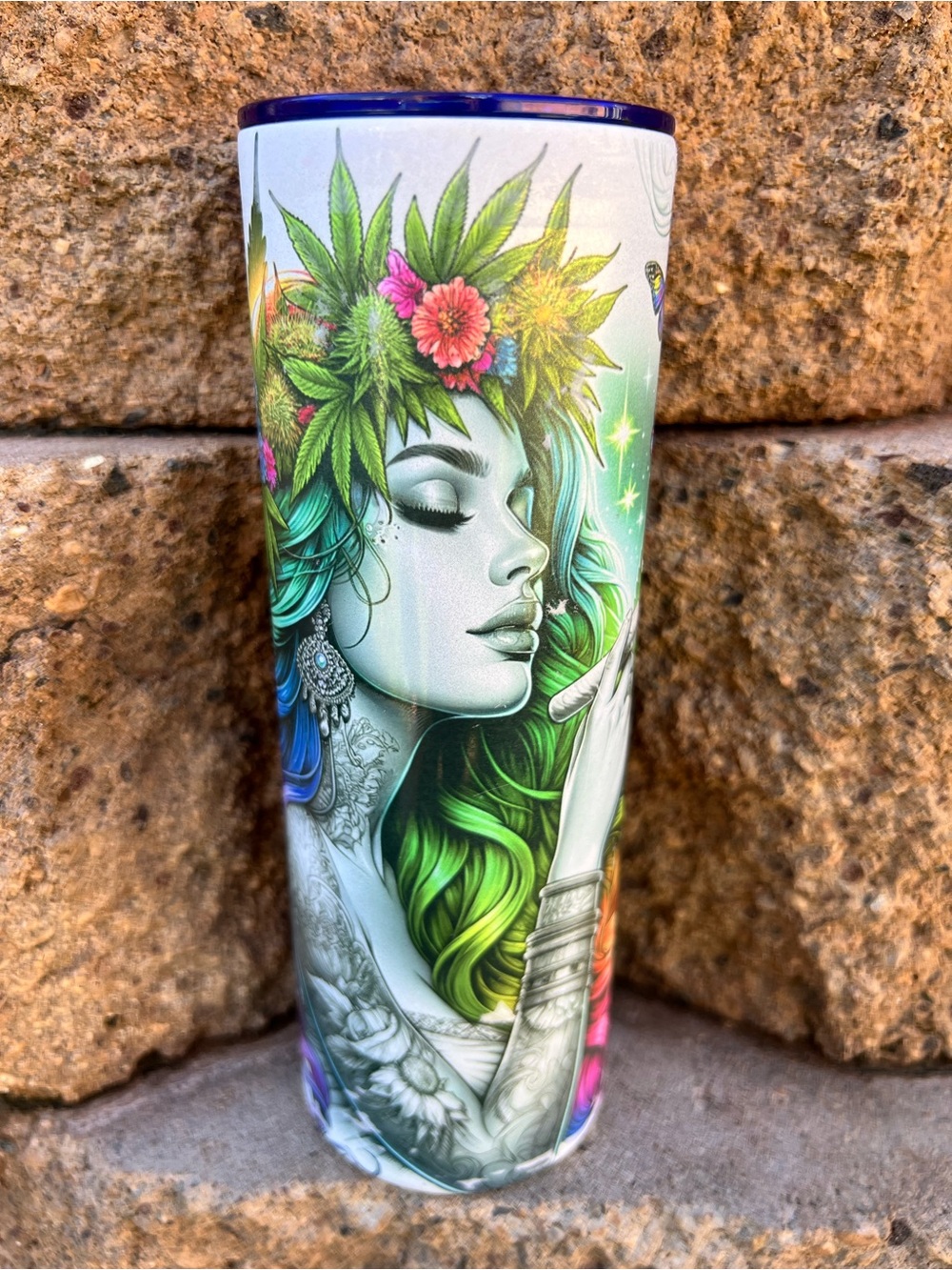 Green Goddess cannabis Decorative stainless Tumbler sublimation — 20 oz